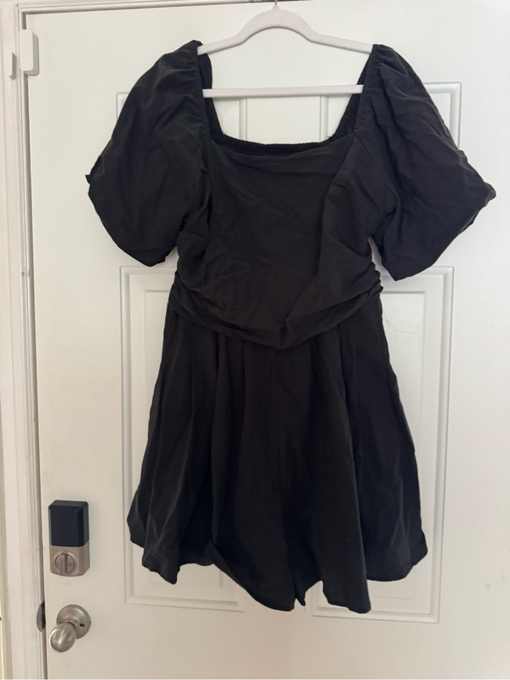Black Puff-Sleeve Women's Dress